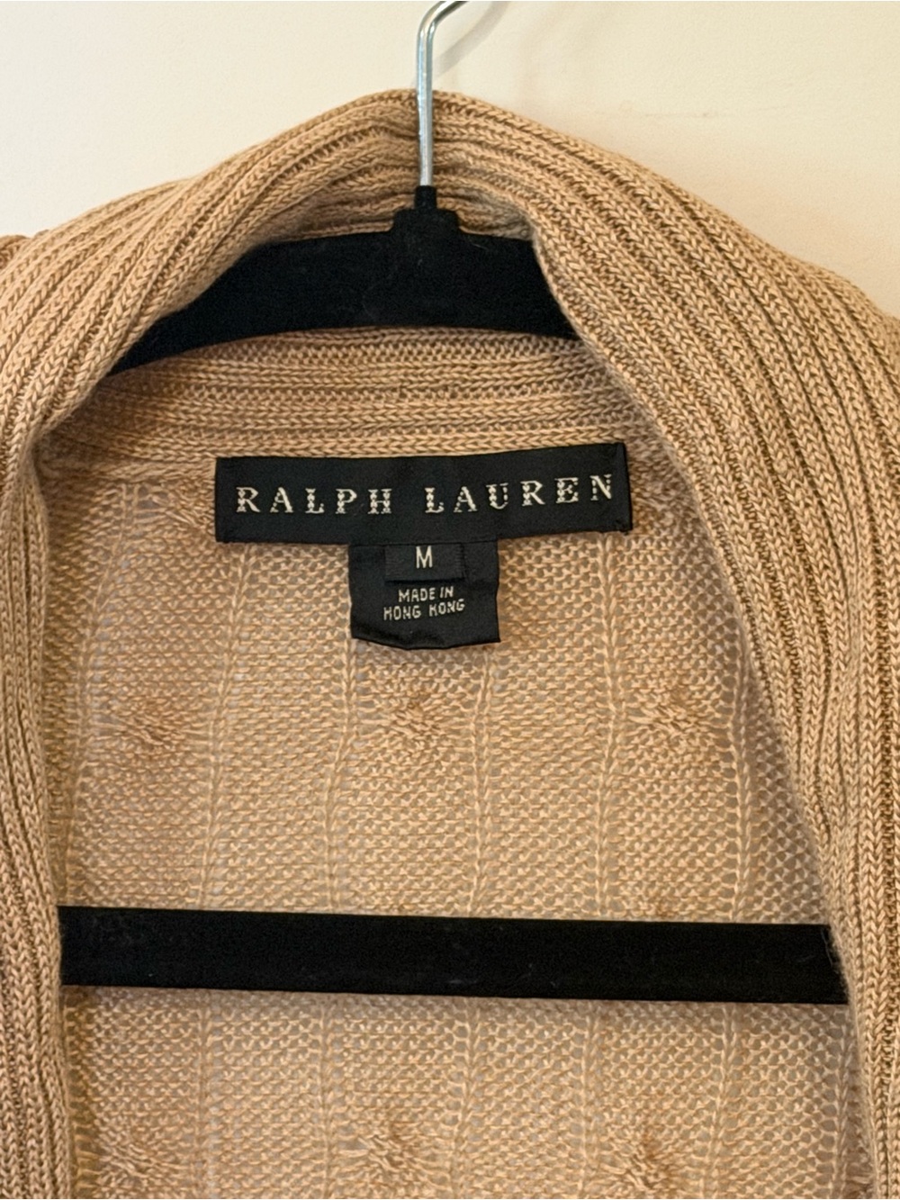Ralph Lauren Black Label 100% Linen Women’s Tan Cable Knit Sweater